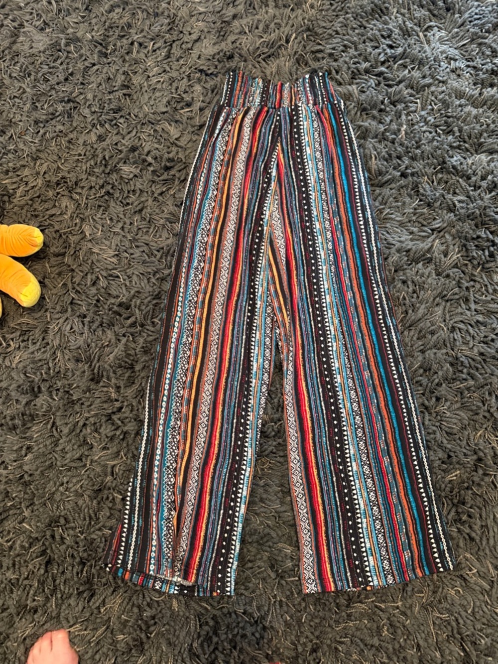 Boho Striped Wide-Leg Women's Pants in Multi-Color